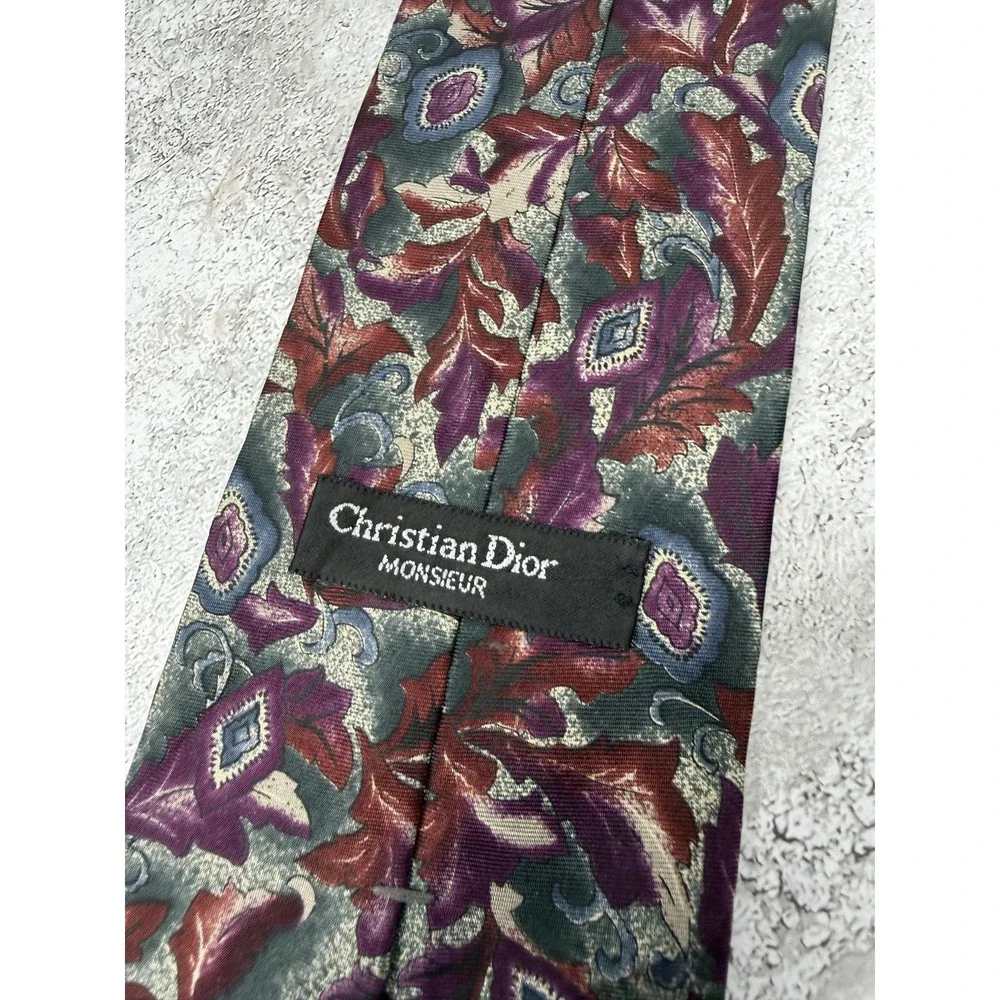 Christian Dior Tie Mens One Size Multicolor 100%‎ Silk Paisley Italy Designer